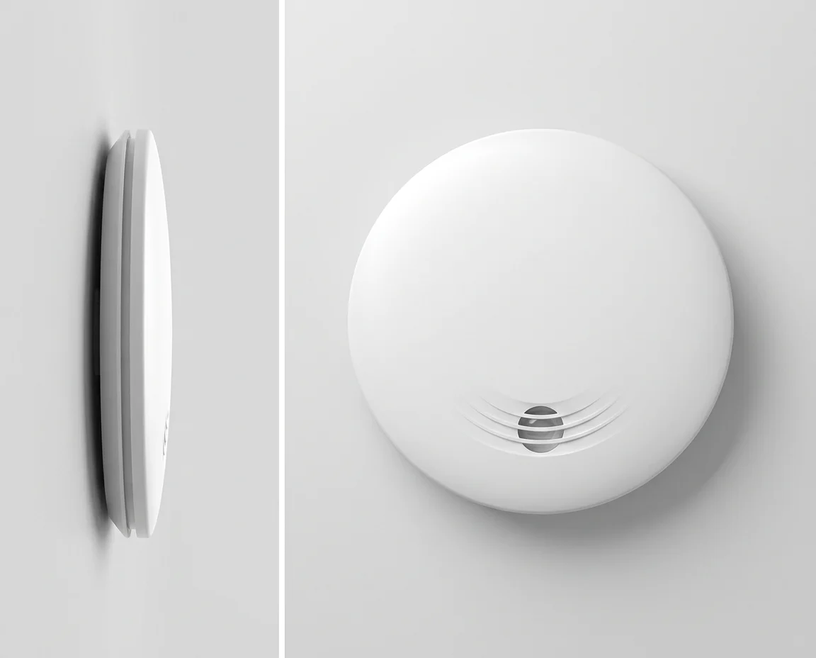 Photoelectric smoke detector specifications 85 dB ceiling mount dimension callouts
